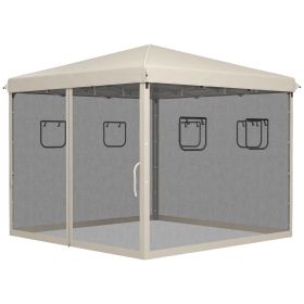 Outsunny Pop Up Canopy Tent 10x10 Instant Sun Shelter with Netting Windows Carry Bag Adjustable Height