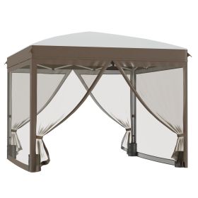 Outsunny Portable Party Pavilion: 10x10 Pop Up Gazebo Canopy Tent with Netting & Wheeled Bag