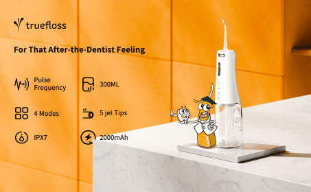 Cordless Water Dental Flosser, 4 Modes 5 Jet Tips Replacement, IPX7 Waterproof